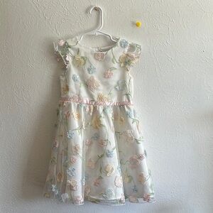 Rare Editions Floral Embroidered Kids Dress Size 5T